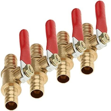 Set mit 4 Messing-Kugelhahnschaltern, 12-mm-Schlauchanschluss mit 180-Grad-Bediengriff (1/5)