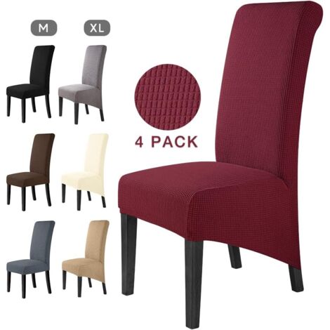Stuhlhussen, 4er-Pack, elegante Stuhlhussen, Stretch-Stuhlhusse, elastischer Spandex, XL-Stuhlhussen, universeller Stretch-Bezug, abnehmbarer, waschbarer Stuhlbezug für Hotel, große Esszimmerstühle (1/5)