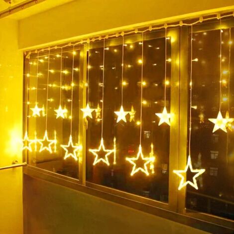 Lichtgirlanden, LED-Lichtvorhang, Hochzeit, Außen- und Innenbereich, batteriebetriebene LED-Lichtgirlande, 120 LEDs, 2 Sterne, 8 Modi, Weihnachtsdekoration, Abendparty, Schlafzimmer, Terrasse, Terrass (1/5)