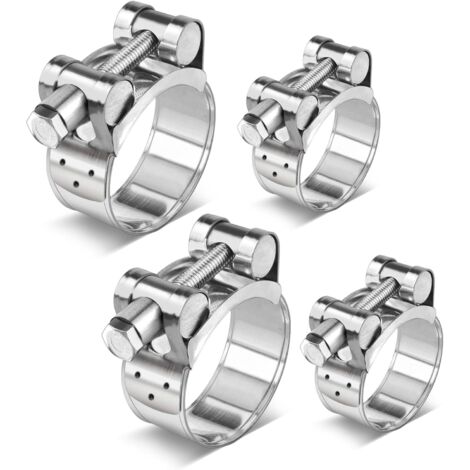 4 Stück Gelenkbolzenschellen Edelstahl Set 2 Stk 32-35mm Schlauchschellen und 2 Stk 40-43mm Spannbackenschellen Auspuff Klemme für Schlauchbefestigung Poolschlauch Gasleitung und Garten (1/5)