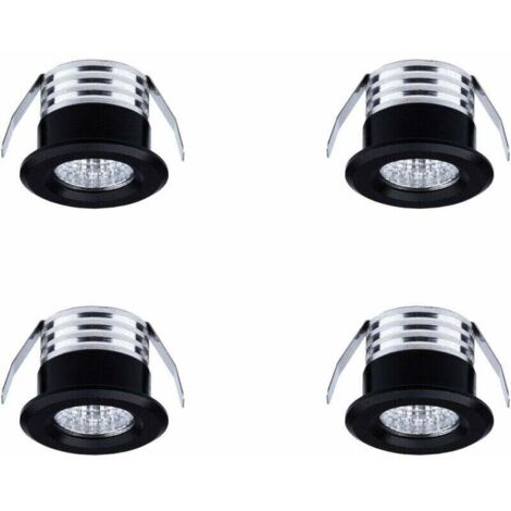 Set mit 4 Mini-Einbau-LEDs, 3 W, kaltweißes Licht, schwarz (1/3)