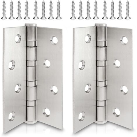 2x silbernes Edelstahl-Türscharnier, Scharnierband verstärkt mit 4 Stahlkugellagern, Scharnier aus Edelstahl 304 (V2A), Materialstärke 2,5 mm + Schrauben für massive Türen (1/5)