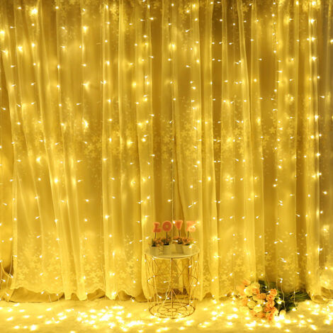 3 x 3 m, 304 LEDs, gefrierender Regen, Eiszapfen, Lichterkette, Weihnachtslichterkette, Lampe, Lichterkette, Party, IP44, Außen- und Innenbereich, warmweiß (1/5)