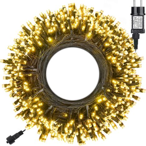 Weihnachtsbaum-Lichterkette, 20 m, 200 LEDs, warmweiße Lichterkette, Outdoor-Lichterkette für Weihnachtsbäume, 8 Modi, Timer und Speicher, Weihnachtsdekoration (1/5)