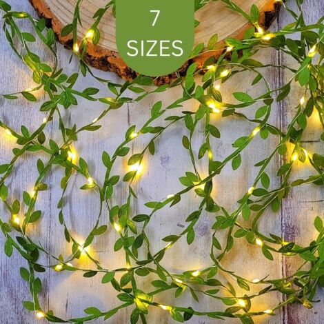 Grüne Blatt-Lichterkette – Boho-Raumdekoration – rustikale Hochzeits-Tischdekoration, Girlande – weihnachtliche LED-Lichterkette – Waldranken-Wohndekoration (1/5)