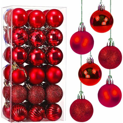 Rot 36 Weihnachtskugeln Christbaumschmuck Weihnachtskugeln aus Kunststoff Ornamente Weihnachtskugeln bis Ø 4 cm (1/5)