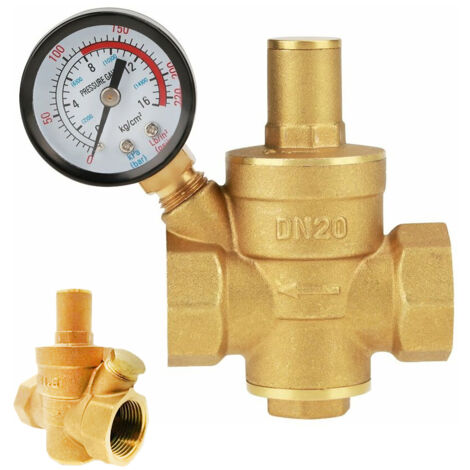 DN20 Messing Einstellbarer Wasserdruckminderer mit Manometer, Messing Einstellbarer Wasserdruckminderer (DN20-3/4 Zoll) (1/5)