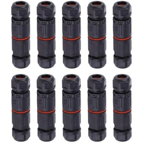 10 Stück IP68 wasserdichter elektrischer Kabelstecker, 3-polige wasserdichte Steckverbinder für Außensteckdose, wasserdichter Kabelverbinder (1/5)