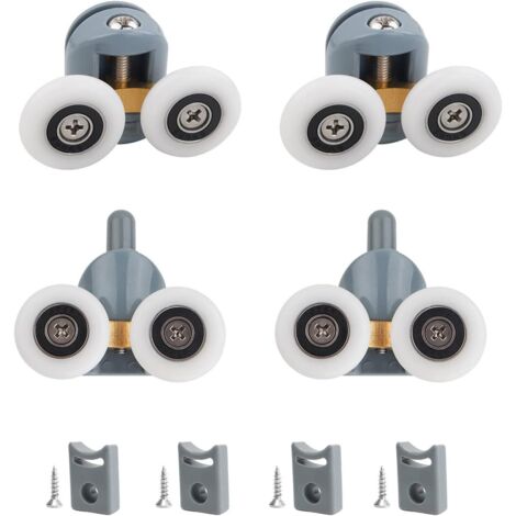 Duschtürrollen, Ersatzteile für Duschtürrollen mit 23 mm Durchmesser, passend für Glas, 4–6 mm, Ersatzteile für Badezimmer zu Hause zum Selbermachen (2 obere und 2 untere Rollen) (23 mm) (1/5)