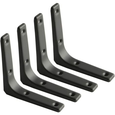 Wandregalhalterung, BR-Vie mattschwarze Metallhalterung, Metallregalhalterung für Küchendekoration, robuste Halterung, 100 mm x 100 mm, 4 Stück (1/5)