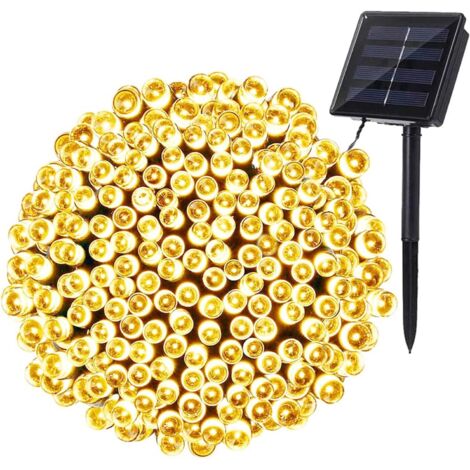BrizLabs Solar-Lichterkette für den Außenbereich, 20 m, 200 LEDs, wasserdicht, Solar-Lichterkette, 8 Dekorationsmuster, Garten, Terrasse, Baum, Zaun, Zuhause, Party, Hochzeit (warmweiß) (1/5)