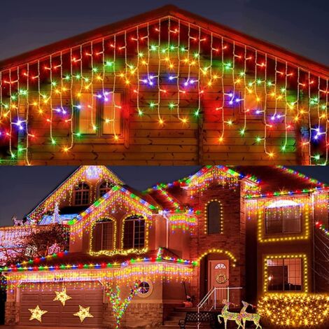 Solar-Lichterkette für den Außenbereich, 8 m, 264 LEDs, Weihnachtsvorhang-Lichterkette, 44 Stück, 0,7 m + 0,5 m, wasserdichte Lichterkette, 8 Modi, Weihnachts-LED-Lichterkette für die Wanddekoration z (1/5)