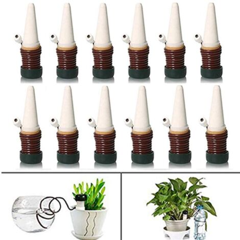 12-teiliges Bewässerungssystem, automatische Bewässerung, Keramik-Perkolator, Tropfbewässerung, Mikrobewässerung, Zimmerpflanzen, Selbstbewässerung, langsame Abgabe, für den Innen- und Außenbereich (1/4)