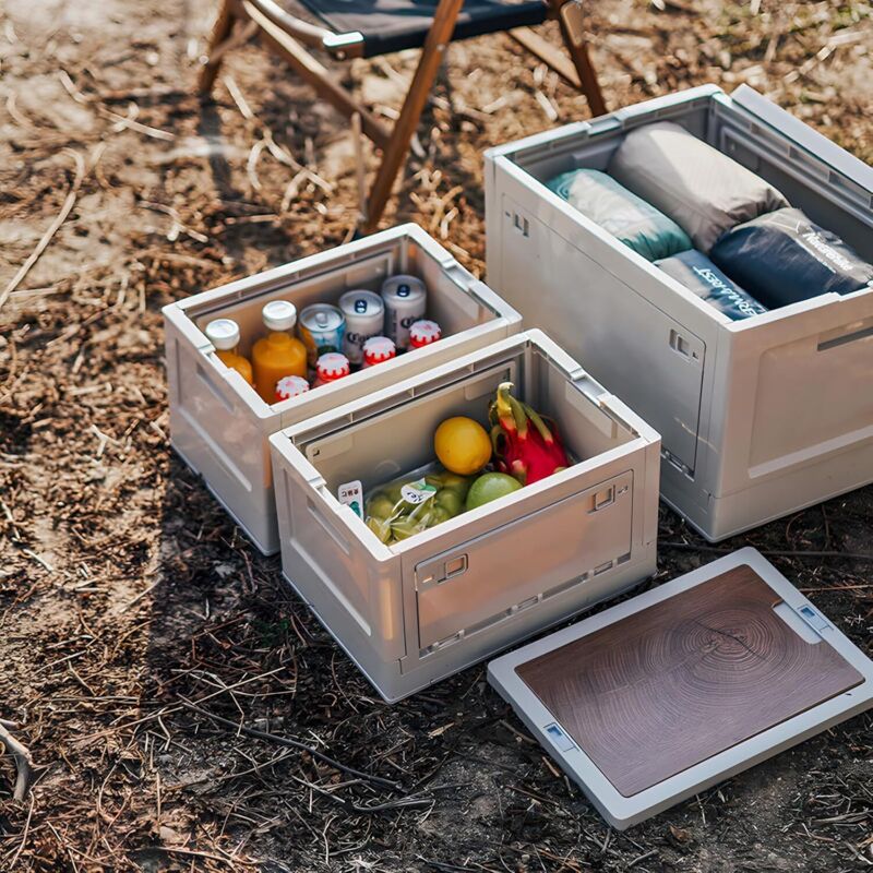 Faltbare Aufbewahrungsboxen Mit Deckel – 2 Stück, Je 30 Liter, Stapelbar, Mit Griff, Für Camping & Mehr