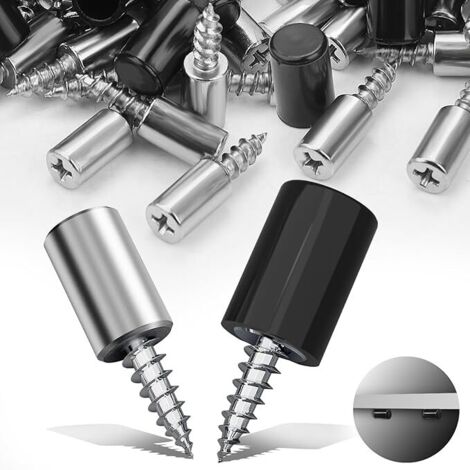 60 Stück Regalbodenträger Ø7.5mm Bodenträger zum Schrauben Einlegeboden Halter Regalbodenhalter mit Schwarz Anti-Rutsch-Abdeckung für Schaukasten Möbel Schrank Bücherregal