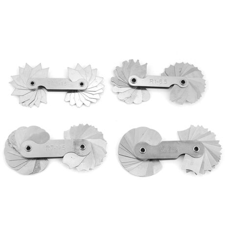 Langlebiges konkaves und konvexes Radiusmessgerät, Edelstahl-Messwerkzeug für Maschinisten, Werkzeugmacher, 4 Stück, R0,3 bis R25 (1/5)