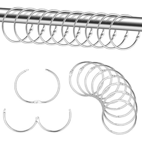 Gardinenhaken, 24 runde Ringe Metallhaken, passend für Gardinenstangen, Silber (1/5)