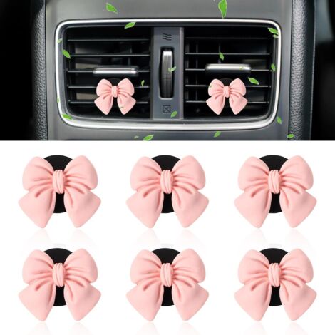 6 Stück Auto Innenraum Dekoration, Rosa Schleife Autodeko Auto Klimaanlagen Entlüftung Innenraum Deko Mädchen Auto Innenraum Dekoration Aromatherapie Ätherisches Öl Diffusor für Auto-Dekoration