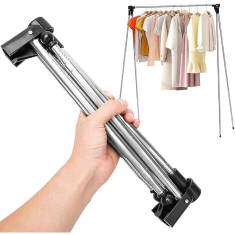 Kleiderständer Klappbar Tragbarer, Ausziehbarer Kleiderstänge, Klein Verstellbarer Reise-Kleiderständer, Faltbarer Wäschereck, Leicht Clothes Rack für Reisen, Tanz, Camping, Wandern