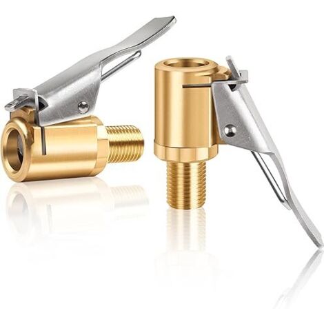 2 Stück 8mm Autoventil Hebelstecker Air Chuck, Messing Autoventil Adapter Druckluft Reifenfüllnippe Momentstecker Reifenfüllnippel, Auto Ventilstecker für Reifenventile mit Ventilgewinde