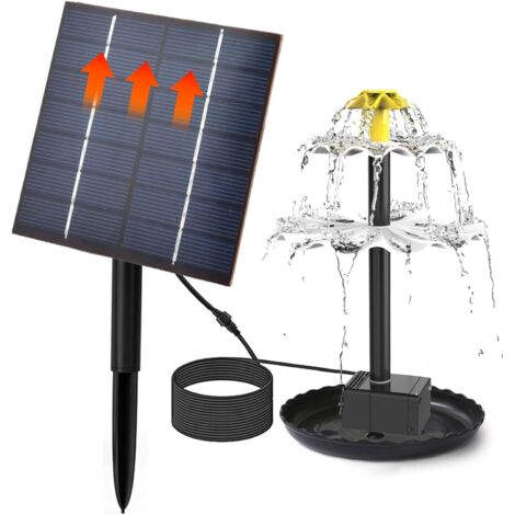 Solar-Wasserbrunnen, Solar-Vogelbad-Brunnen Solarwasserpumpe Solar-Wasserpumpenbrunnen ohne Batterie, für Vogelbad, Garten, kleine Teiche, Dekoration (1/5)