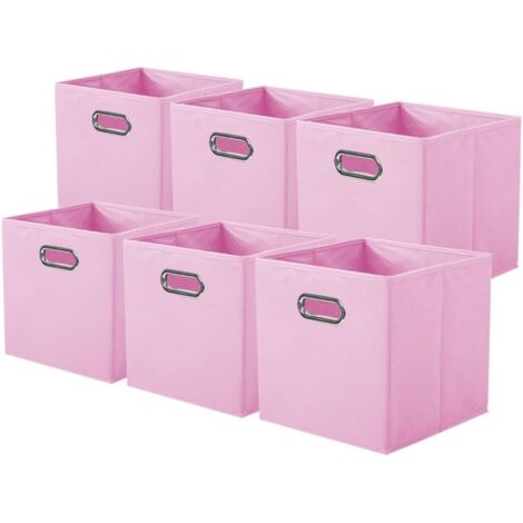 6 Stück Faltbarer Stoff-Aufbewahrungswürfel ohne Deckel, Aufbewahrungsbox, Stoff-Aufbewahrungsbox, Rosa, 27 27 28CM
