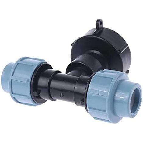 Wassertank-Wasserhahn-Adapter, IBC Tote Tanks Schlauchverschraubung Schnellverbinder Stoßfass-Ablaufadapter Einlass S60x6 Grobgewinde (25 mm, T-förmiger Auslass)