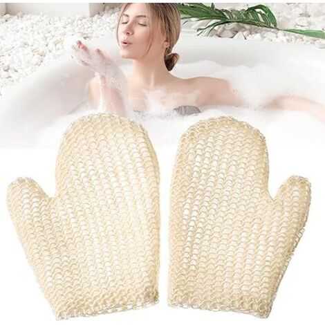 Stück Sisal-Körperpeelinghandschuh, Rosshaarhandschuh, Körperpeelinghandschuh, natürliches und wirksames Peeling, Körper und Gesicht für Frauen und Männer, reinigt und klärt die Haut und entfernt abge (1/5)