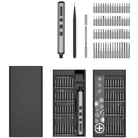 Elektrischer Schraubendreher Set, 68 in 1 Akku Schraubendrehermit 64 S2 Magnetische Stahlbits 5 Gänge Drehmoment, Präzisionsschraubendreher Kit für Reparatur für Phone, Laptop, Kamera,Uhren, Brillen