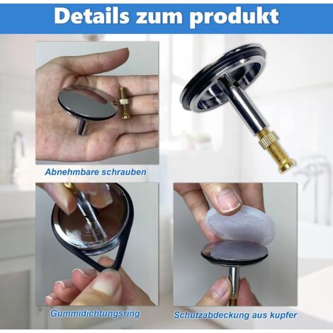 Badewannenstöpsel Für 42–46 Mm Abfluss – Aus Edelstahl & Silikon, Universell Für Spüle, Badewanne, Küche