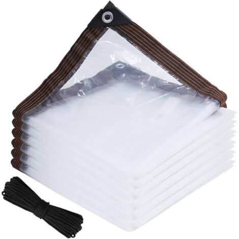 Transparente Plane, 2 x 3 m, wasserdicht, strapazierfähig, transparente Plane mit Ösen und Seil, wasserdichte Pavillon-Seitenwand, dicke, verstärkte PVC-transparente Plane für Garten, Pavillon, Campin (1/5)