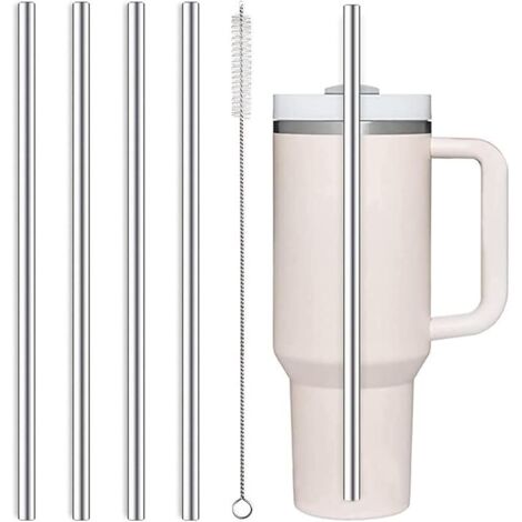 Edelstahl Strohhalme 31 cm Lange Strohhalme, 4 Stück Strohhalme Wiederverwendbar Mit 1 Reinigungsbürsten, Edelstahl Trinkhalme für Trinkflaschen (1/5)