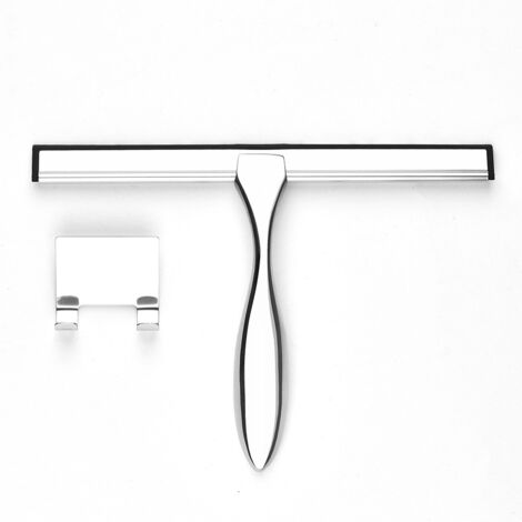 Mit Wandhaken 25,8 cm Edelstahl ohne Bohren Bad Dusche Glas Silikon austauschbar Silber (1/5)