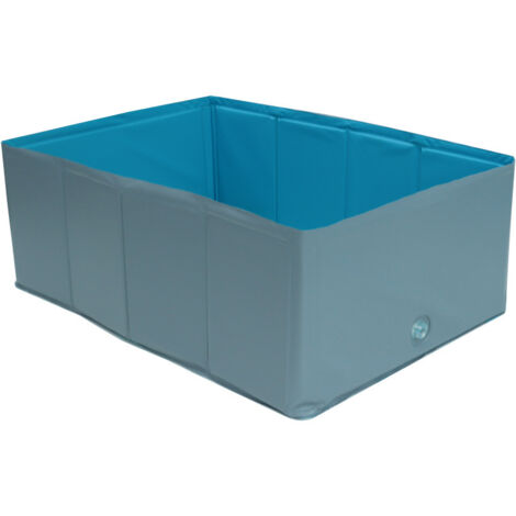 Faltbares Hundeplanschbecken aus PVC, 64 x 34 x 20,5 cm, multifunktionales Design, quadratisches Haustierschwimmbecken für draußen, Hof, Camping, Rasen, Garten, Wasserspiele, blau