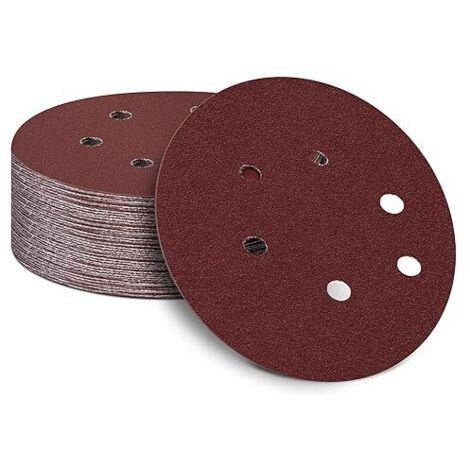 150mm Schleifscheiben für Exzenterschleifer 150 Körnung, 150mm Schleifpapier 6 Loch Klett Schleifblätter für Holz Holzwerkstoffe Spanplatte Metall(50 Stück) (1/5)