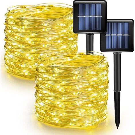 Solar Lichterkette Aussen, 2 x 20m 200 LED Solarlichterkette Wasserdicht Außen & Innen, Deko für Garten Terrasse Baum Hof Party (1/5)