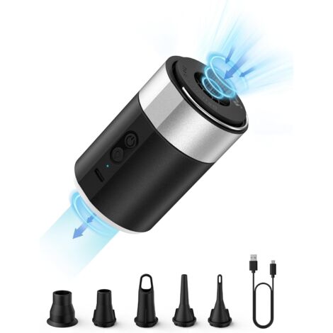 Elektrische Luftpumpe, 4000mAh Wiederaufladbare Akku Luftpumpe Luftmatratze mit 5 Luftdüsen, Mini Luftpumpe Elektrisch Inflator mit Licht/Tragetasche, Schnell Inflator für Luftmatratze, Schlauchboot (1/5)
