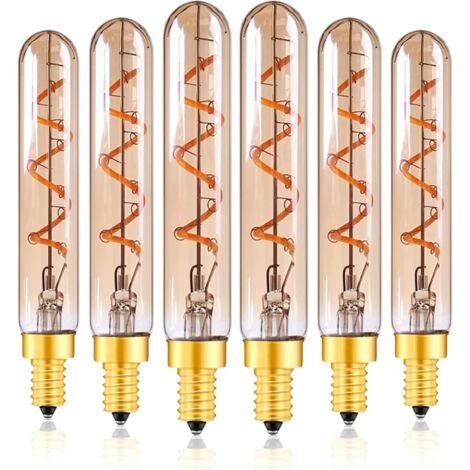 3 W LED-Deko-Glühbirnen, T20 E14 Kandelabersockel, flexibles Filament, LED, superwarmes Gelb, Glas, Bernstein, 2200 K, röhrenförmige Pendelleuchte, entspricht 30 W, 6er-Pack, nicht dimmbar (1/5)