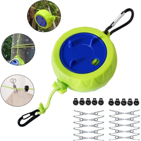Ausziehbare Wäscheleine, 10 m, tragbar, für Camping, Outdoor, Badezimmer, Wäscheleine für Camping, Outdoor, Garten, Reisen (1/5)
