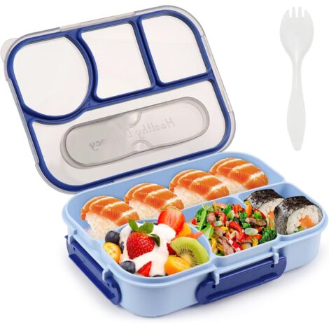 2er Set Lunchbox, 1100ml Essensbox, Bento Lunchbox, Bento Box, Kinder Snackbox, Bento Box, Brotdose mit 4 Fächern für Mikrowelle, Spülmaschine (1/5)