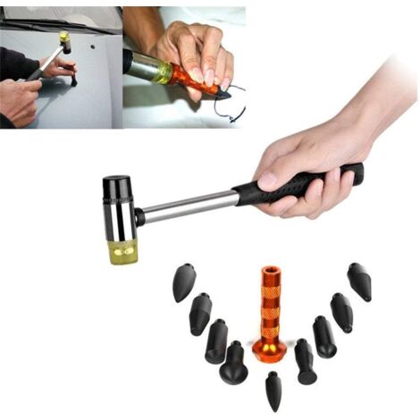 10-teiliges Dellenreparaturset ohne Lackieren. Gummihammer, Körner. Zum Entfernen von Dellen im Auto und in der Kühlschranktür (1/5)