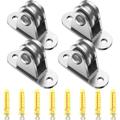 4x Umlenkrolle M15 Aus Edelstahl 304 – Seilrolle Mit Haken, Tragkraft 35 Kg, Für Seile Bis 6 Mm