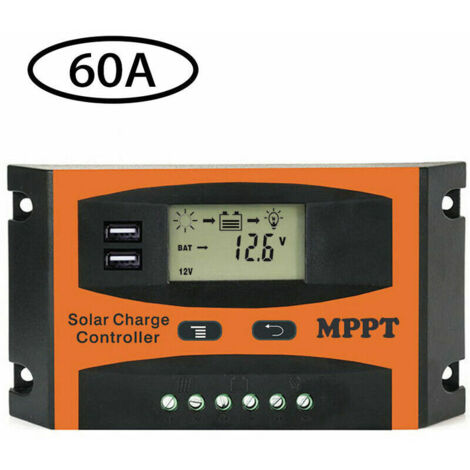 Produktbild von Solar-Batterieladeregler 20A 12V/24V – PWM-Controller Mit LCD-Display, Temperatursensor Und 4x USB-Ausgang (5V/2A) Für Off-Grid-Systeme