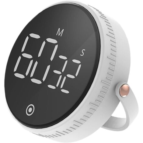 Digitaler Küchentimer, Küchentimer, LED-Anzeige, Drehknopfsteuerung, magnetischer Countdown-Timer für Klassenzimmer, Kochen, Fitness, Backen, Studium, Unterricht (weiß) (1/5)