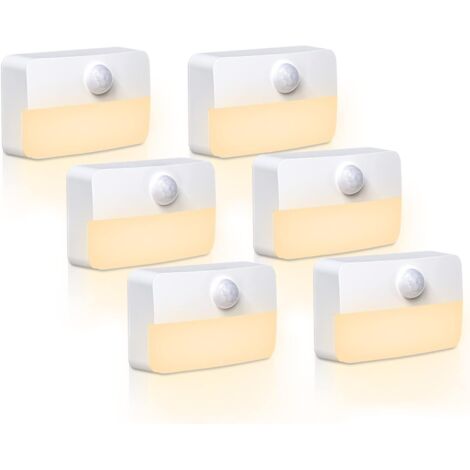LED Nachtlicht mit Bewegungsmelder - Bewegungslicht mit Batterie Kinder Indoor Warmweiß Treppenbeleuchtung Auto EIN/AUS Sensor Licht für Schlafzimmer Bad Flur Orientierungslicht 6 Stück (1/5)