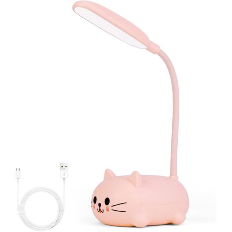 Kinder Schreibtischlampe, Baby Nachtlicht, Mini Katze Faltbares Nachtlicht, Leselampe mit Berührungssensor, 4000K, Wiederaufladbar, für Mädchenzimmer Dekoration, Kinderzimmer
