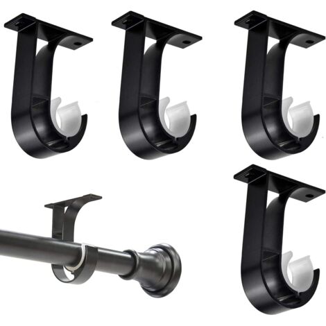 4er-Pack Deckenhalterungen für Gardinenstangen, Aluminiumlegierung, Schwarz für 25–30 mm Gardinenstangen