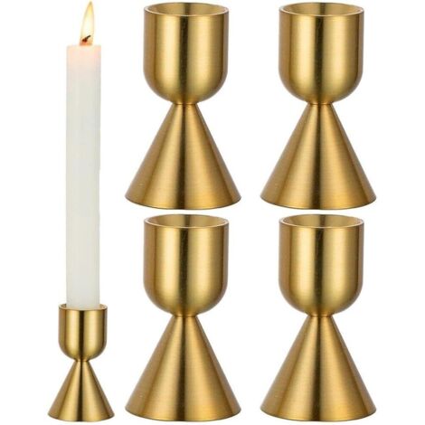 Kerzenhalter, 4 Stück, moderne dekorative Kerzenständer für Tafelaufsätze, goldener konischer Kerzenhalter für Hochzeitsfeiern, Einweihungsgeschenke