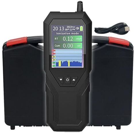 Geigerzähler, Überlebenswerkzeuge, Strahlungsdetektor, Geigerzähler Strahlungsdetektor, mit Aufbewahrungsbox, Tragbar, Handheld, Wiederaufladbar, LCD-Bildschirm, Dosimeter