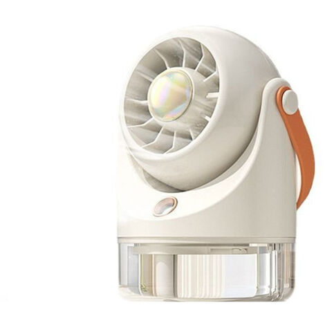 Tischventilator mit Wasserkühlung, Mini Ventilator mit Kühlen Nebel, Tischventilatoren mit 3 Windmodi, USB Ventilator Leise mit 500mAh Akku, Sprühventilator für Home, Büro, Reise, Beige